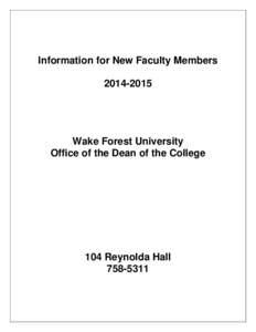 Information for New Faculty MembersWake Forest University Office of the Dean of the College