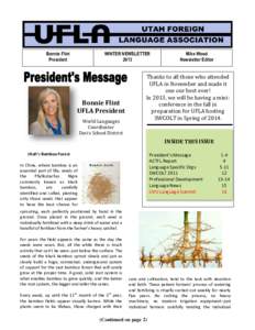 Bonnie Flint President WINTER NEWSLETTER 2013