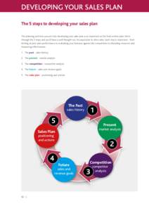 DEVELOPING YOUR SALES PLAN The 5 steps to developing your sales plan The planning and time you put into developing your sales plan is as important as the final written plan. Work through the 5 steps and you’ll have a w