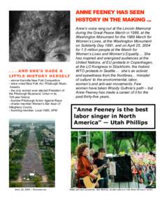World Trade Organization Ministerial Conference of 1999 protest activity / Kerrville Folk Festival / United States / American studies / Anne Feeney / Feeney / Phillips