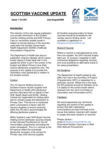 Scottish vaccine update: issue 1 vol 001: July/August 2008