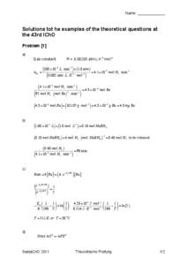 Name: _____________  Solutions tot he examples of the theoretical questions at the 43rd IChO Problem [1] a)