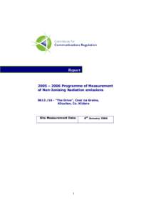 Report  2005 – 2006 Programme of Measurement of Non-Ionising Radiation emissions - “The Drive”, Cnoc na Greine, Kilcullen, Co. Kildare