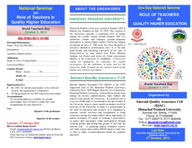 National Seminar  ABOUT THE ORGANIZERS One Day National Seminar