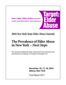 2010 New York State Elder Abuse Summit  The Prevalence of Elder Abuse