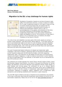Press release - Migration to the EU: a key challenge for human rights - EN