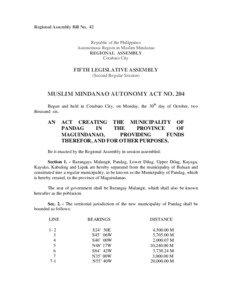 Regional Assembly Bill No. 42  Republic of the Philippines