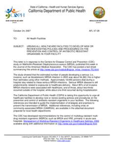 State of California—Health and Human Services Agency  California Department of Public Health MARK B HORTON, MD, MSPH Director