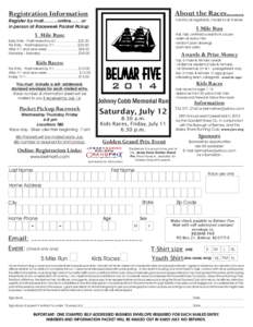 Registration Information  About the Races[removed]Register by mail[removed]online[removed]or in person at Raceweek Packet Pickup