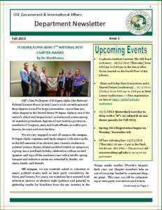 1  USF Government & International Affairs Department Newsletter Issue 1