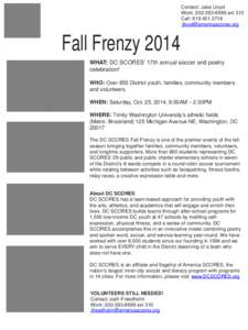 Contact: Jake Lloyd Work: [removed]ext 313 Cell: [removed]removed]  Fall Frenzy 2014