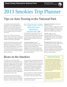 Great Smoky Mountains National Park  National Park Service U.S. Department of the Interior[removed]Smokies Trip Planner
