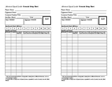 Advanced Squad Leader Scenario Setup Sheet  Advanced Squad Leader Scenario Setup Sheet Player Name: __________________________________________ Opponent Name: _______________________________________