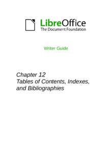 Writer Guide  Chapter 12 Tables of Contents, Indexes, and Bibliographies