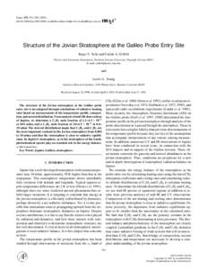 Icarus 152, 331–[removed]doi:[removed]icar[removed], available online at http://www.idealibrary.com on Structure of the Jovian Stratosphere at the Galileo Probe Entry Site Roger V. Yelle and Caitlin A. Griffith Physi