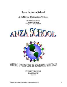 Juan de Anza School A California Distinguished School[removed]S. Hindry Avenue Del Aire, CA[removed]Telephone # ([removed]