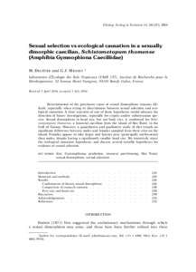 Ethology Ecology & Evolution 16: [removed], [removed]Sexual selection vs ecological causation in a sexually dimorphic caecilian, Schistometopum thomense (Amphibia Gymnophiona Caeciliidae)
