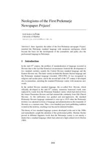 Languages of Hungary / Languages of Slovenia / Linguistics / South Slavic languages / Languages of Serbia / Prekmurje dialect / Slovene language / Prekmurje / Imre Augustich / Languages of Europe / Europe / Languages of Austria