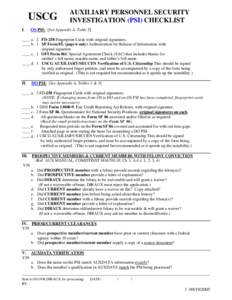 USCG I. AUXILIARY PERSONNEL SECURITY INVESTIGATION (PSI) CHECKLIST