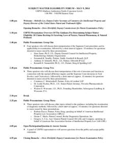 Microsoft Word - Agenda - May 9 Eligibility Forum (Rev[removed]as posted).docx