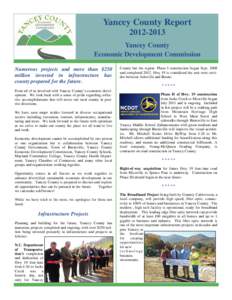 Yancey County Report[removed]Yancey County Economic Development Commission Numerous projects and more than $250 million invested in infrastructure has