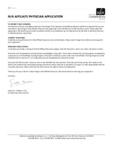 Microsoft Word - NLN Affiliate Physician Application.doc