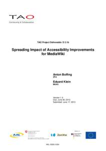 TAO Project Deliverable D 2.1b  Spreading Impact of Accessibility Improvements for MediaWiki  Anton Bolfing