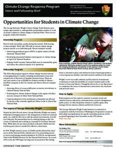 Climate Change Response Program Intern and Fellowship Brief National Park Service U.S. Department of the Interior Natural Resource Stewardship and Science