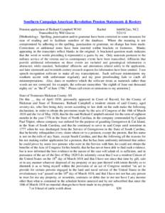 Southern Campaign American Revolution Pension Statements & Rosters Pension application of Richard Campbell W343 Rachel fn66SC[sic, NC] Transcribed by Will Graves[removed]