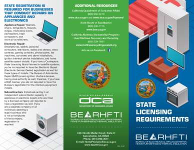 Bureau of Electronic & Appliance Repair, Home Furnishings & Thermal Insulation - Licensing Requirements