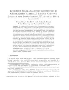 1/cmr/m/n/12 1/cmr/m/n/12 Efficient Semiparametric Estimation in Generalized Partially Linear Additive Models for Longitudinal/Clustered Data