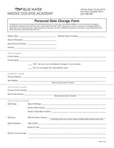 323 Erie Street, PO Box 5015 Port Huron, MI[removed][removed]Personal Data Change Form