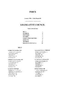 INDEX  Autumn[removed]Vols 438 and 439 LEGISLATIVE COUNCIL Index is divided into: