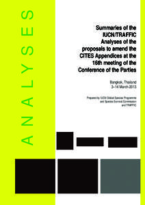 Summaries of the IUCN/TRAFFIC Analyses of the proposals to amend the CITES Appendices at the 16th meeting of the Conference of the Parties (PDF, 1.1 MB)
