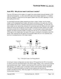 Technical Notes: No[removed]Auto RTS: Why do we need it and how it works? The Auto RTS feature of the modem is to support the communication protocols between a DTE (data terminal equipment, i.e. RTU) and a DCE (data co