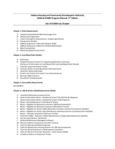 Indiana Housing and Community Development Authority CDBG & HOME Program Manual: 3rd Edition List of Exhibits by Chapter Chapter 1: Policy Requirements A. B.