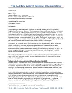 LGBT rights in the United States / Religion in the United States / Executive Office of the President of the United States / Presidency of Barack Obama / White House Office / White House Office of Faith-Based and Neighborhood Partnerships / Executive Order 11246 / Discrimination / Religious Freedom Restoration Act / Politics of the United States / United States / American studies