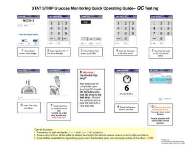 Glucose Monitoring system Quick Operating Guide- QC Testing