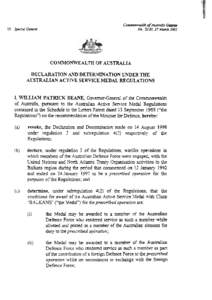 10 Special Gazette  Commonwealth of AustraIia Gmeae No..SIO2.27 March[removed]COMMO1\(WALTH OF AUSTRALIA