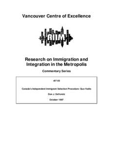 Vancouver Centre of Excellence  Research on Immigration and Integration in the Metropolis Commentary Series #97-05