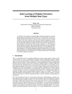 Joint Learning of Modular Structures from Multiple Data Types Elham Azizi Bioinformatics Program, Department of Biomedical Engineering Boston University