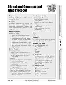 Purpose Record the ﬁve phenophases of either common or clonal lilac plants. Overview