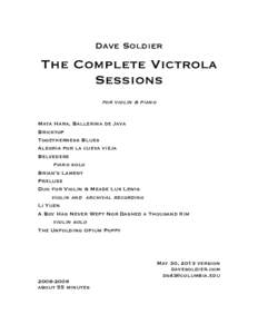 Dave Soldier  The Complete Victrola Sessions for violin & piano