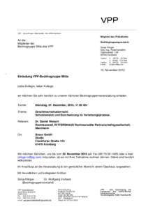 VPP  Sonja Klinger, Odenwaldstr. 138, 65760 Eschborn Mitglied des Präsidiums