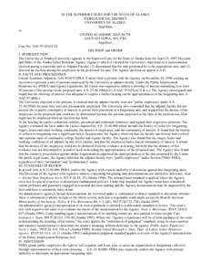 IN THE SUPERIOR COURT FOR THE STATE OF ALASKA THIRD JUDICIAL DISTRICT UNIVERSITY OF ALASKA, Appellant, vs. UNITED ACADEMIC ADJUNCTSAAUP/AFT/APEA, AFL-CIO,