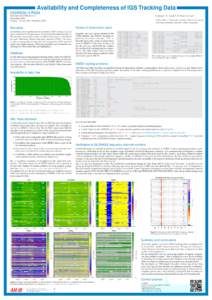 Availability and Completeness of IGS Tracking Data IGSWS2014-PS08 S. Schaer1 , D. Arnold2 , R. Dach2 , S. Lutz2 International GNSS Service Workshop 2014