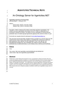 AGENTCITIES TECHNICAL NOTEAn Ontology Server for Agentcities.NET