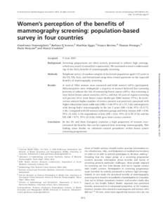 © International Epidemiological Association 2003; all rights reserved.  International Journal of Epidemiology 2003;32:816–821 DOI: ije/dyg257  Women’s perception of the benefits of