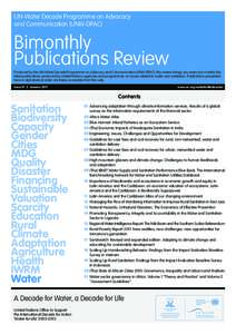 UN-Water Decade Programme on Advocacy and Communication (UNW-DPAC) Bimonthly Publications Review Produced by the UN-Water Decade Programme on Advocacy and Communication (UNW-DPAC), this review brings you every two months