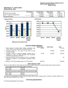 Prepared by the North Dakota Legislative Council staff for Senate Appropriations January 13, 2007 Department[removed]State Auditor Senate Bill No. 2004